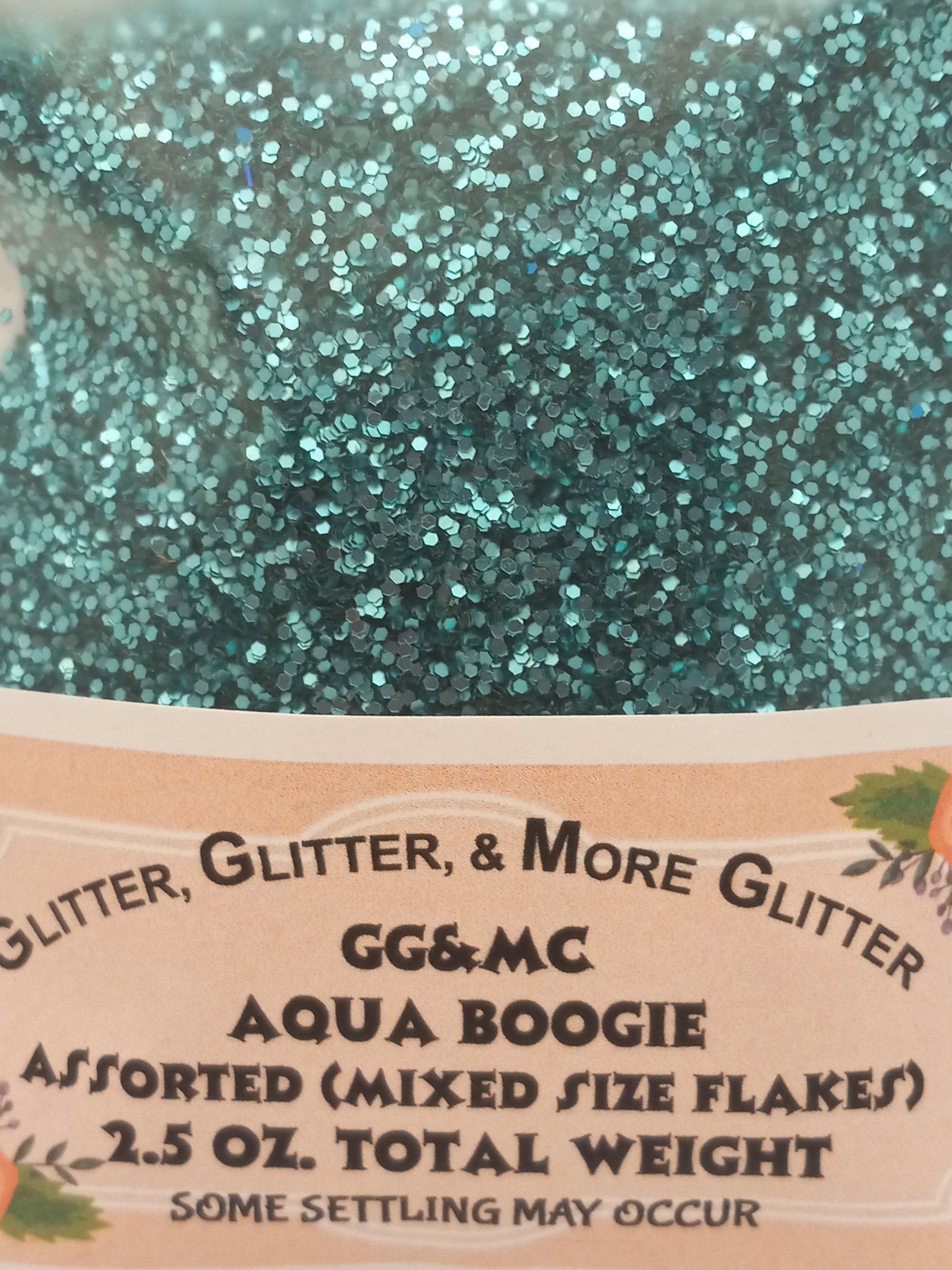 Aqua Boogie - A mixture of Aqua colored glitter flake sizes.