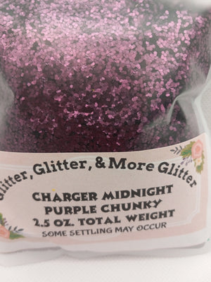 Charger Midnight Purple - Chunky Flakes of Purple Glitter.