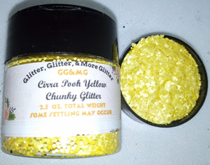 Cirra Pooh Yellow - Chunky Flakes of Yellow Glitter.