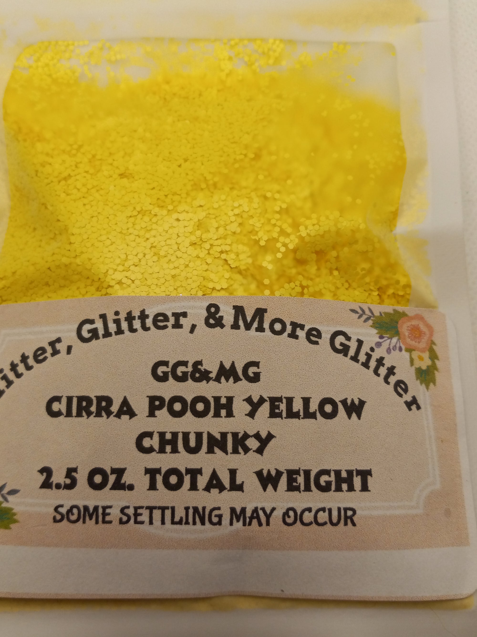 Cirra Pooh Yellow - Chunky Flakes of Yellow Glitter.