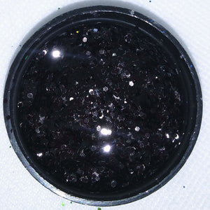 Denio Shiny Black - Regular size glossy black glitter flakes