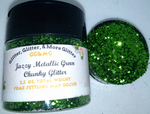 Jazzy Metallic Green Chunky Green Glitter