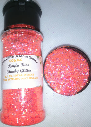 Kayla Kiss - Chunky Flakes of Pinkish Orange Glitter