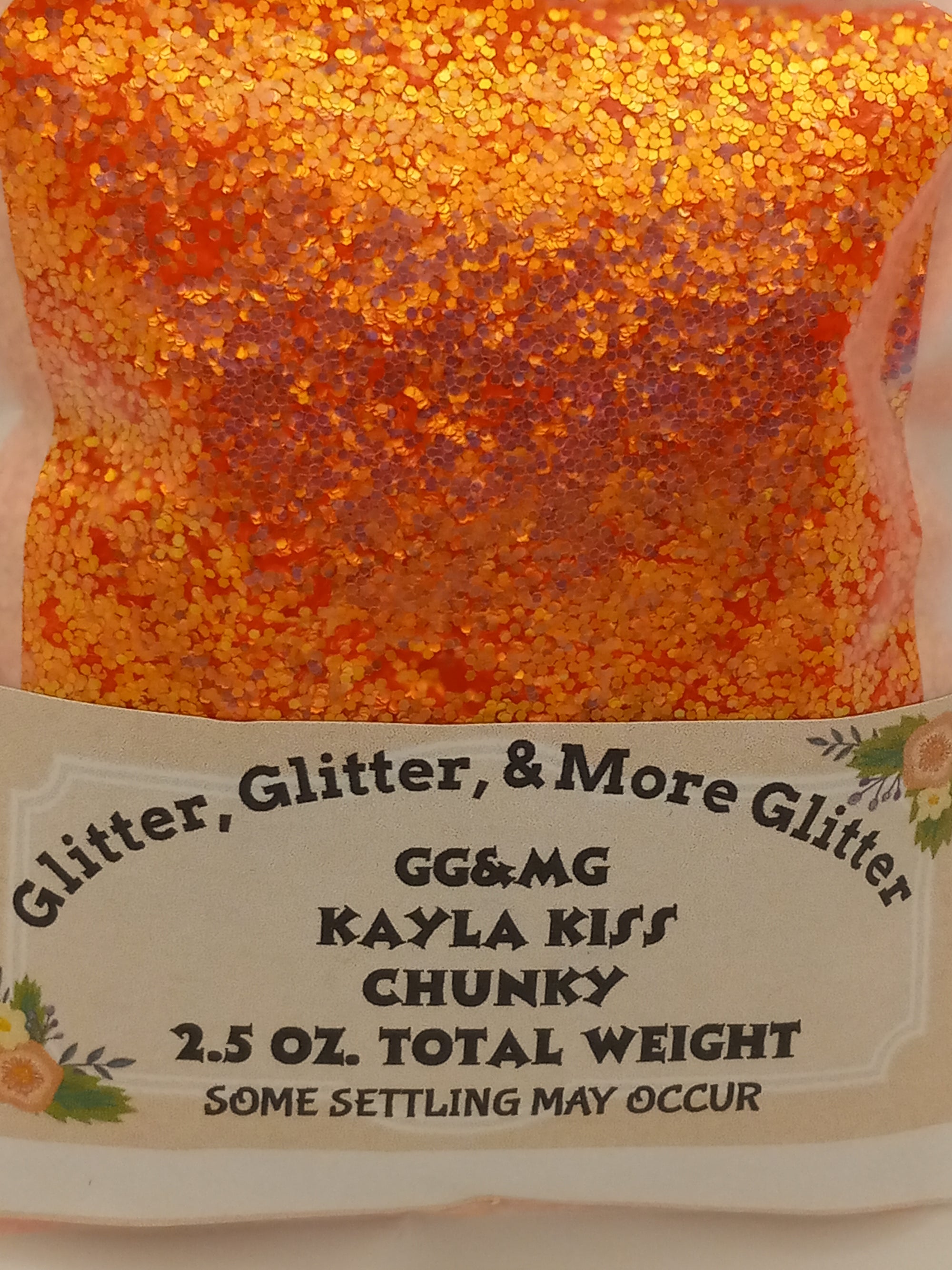 Kayla Kiss - Chunky Flakes of Pinkish Orange Glitter