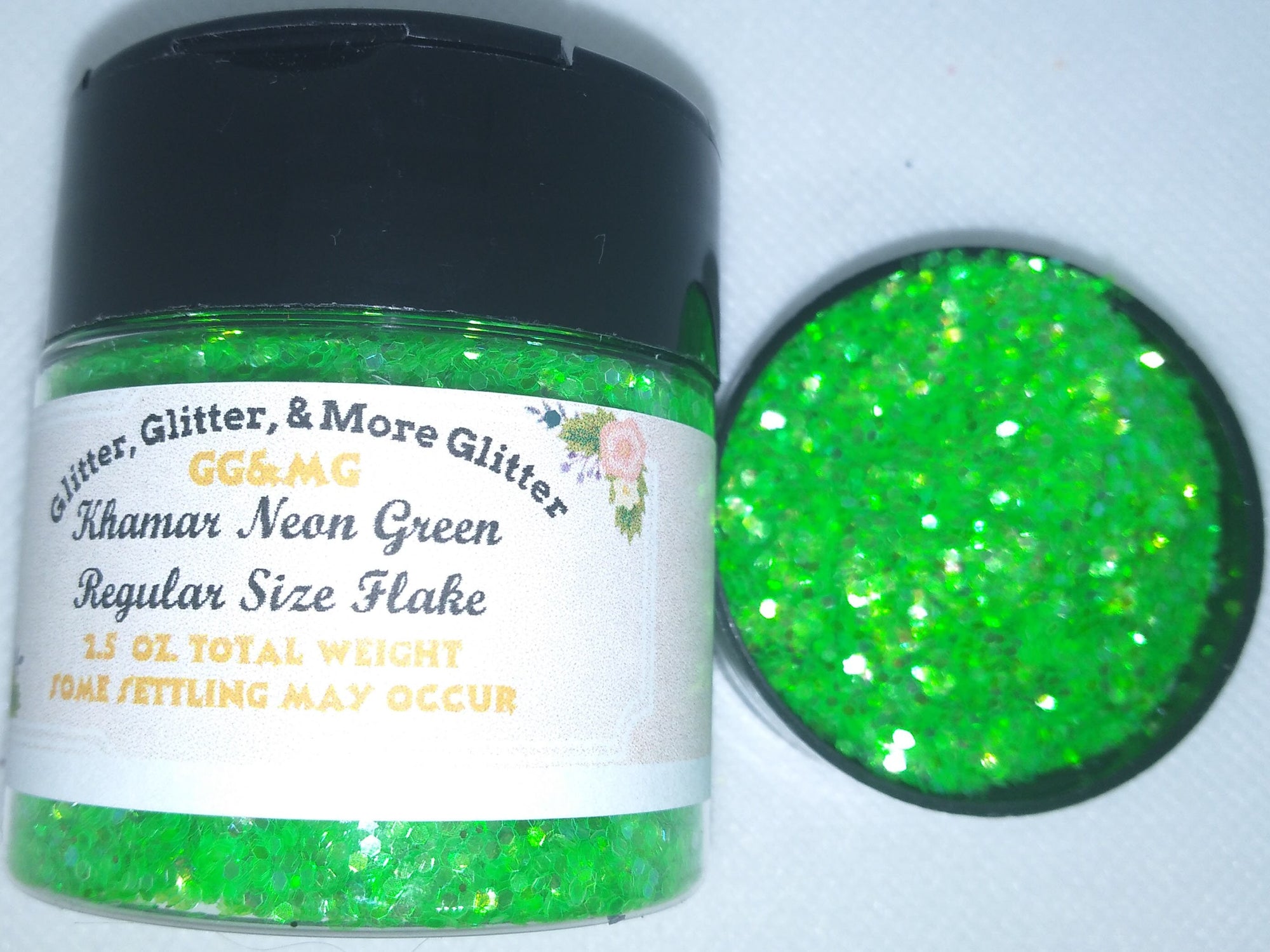 Khamar Neon Green - Regular size Neon Green glitter flakes