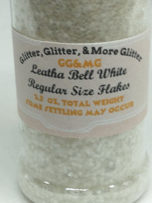 Leatha Bell White – Regular size White Glitter flakes.