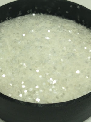 Leatha Bell White – Regular size White Glitter flakes.