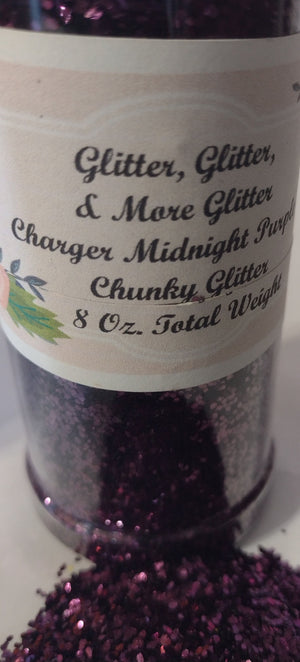 Charger Midnight Purple - Chunky Flakes of Purple Glitter.